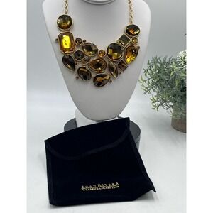 Joan Rivers Vintage Golden Amber Color Bib Waterfall Gold‎ Tone Necklace
